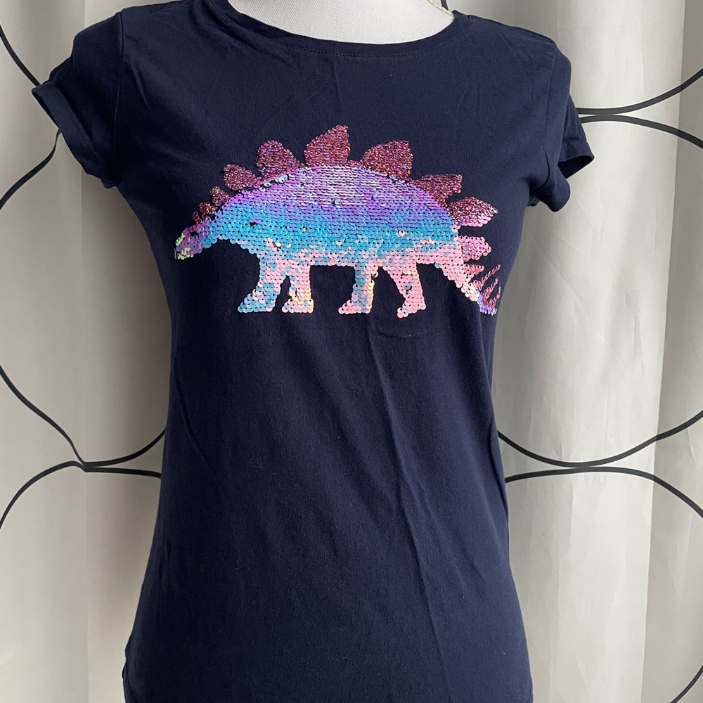 Gap Kids Navy Dinosaur Sequin T-Shirt XXL
